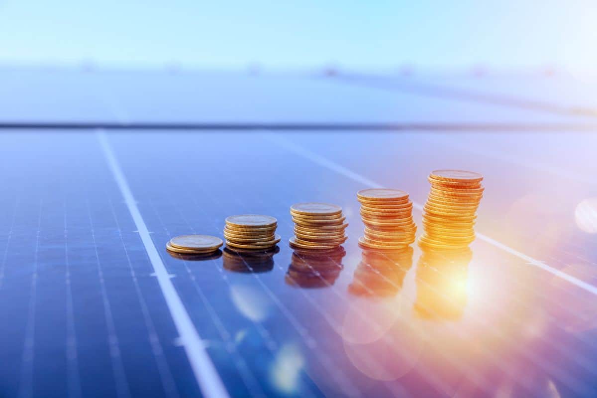 Coins on solar panels