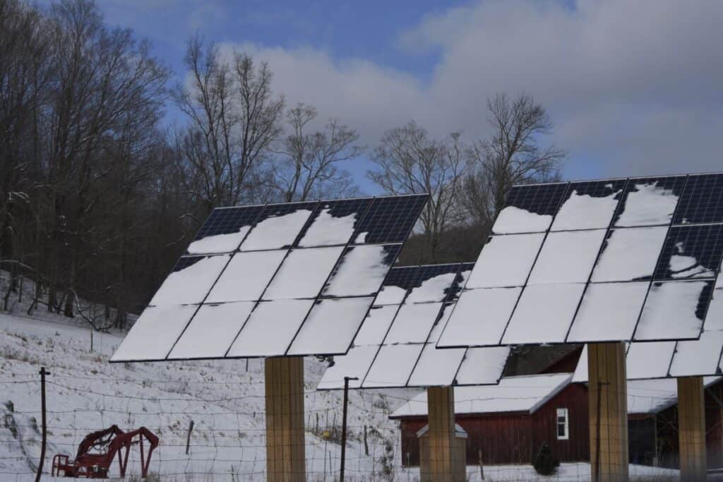 Snowy solar panels