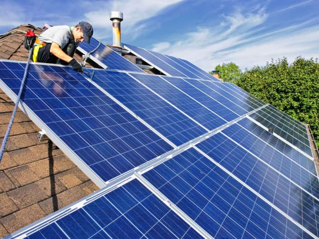 Installing solar panels on a steep roof