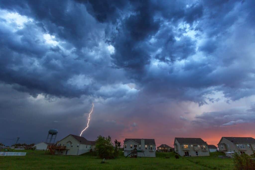 Lightning strike on house