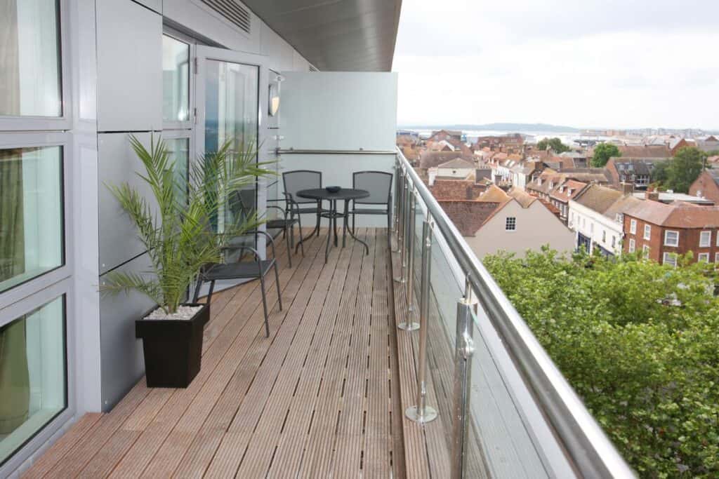 A tiny apartment balcony