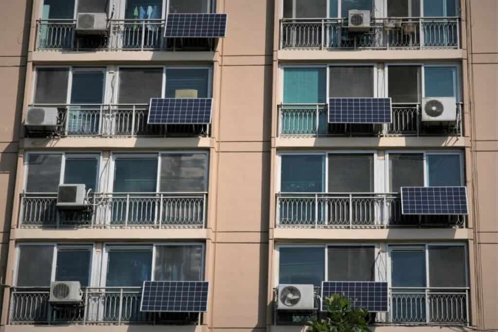 Solar panels on apartment balconies