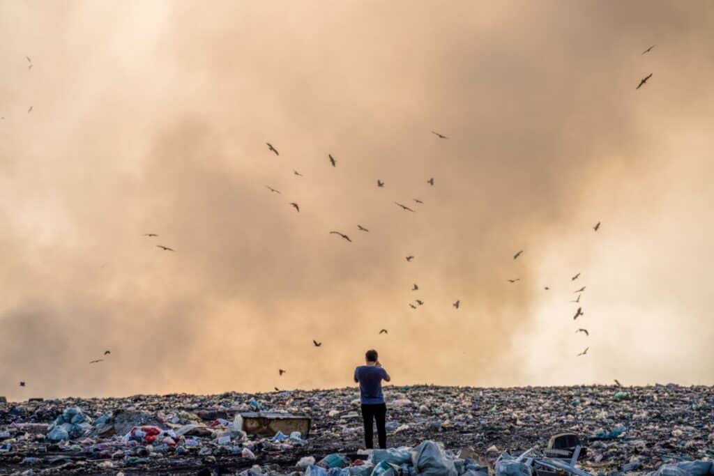 Man standing on a landfill