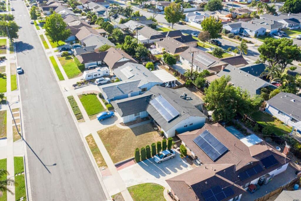 Solar panels on urban houses