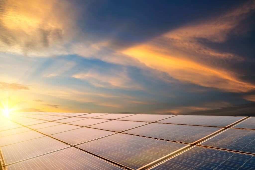 Solar panel sunset